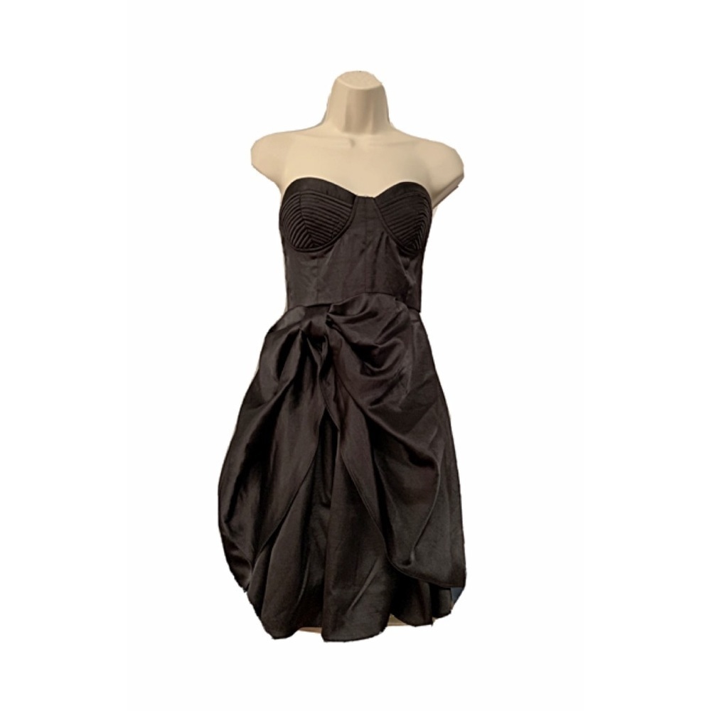 TWENTY ONE Sz L Molded Bustier Black Satin Mini Cocktail Dress